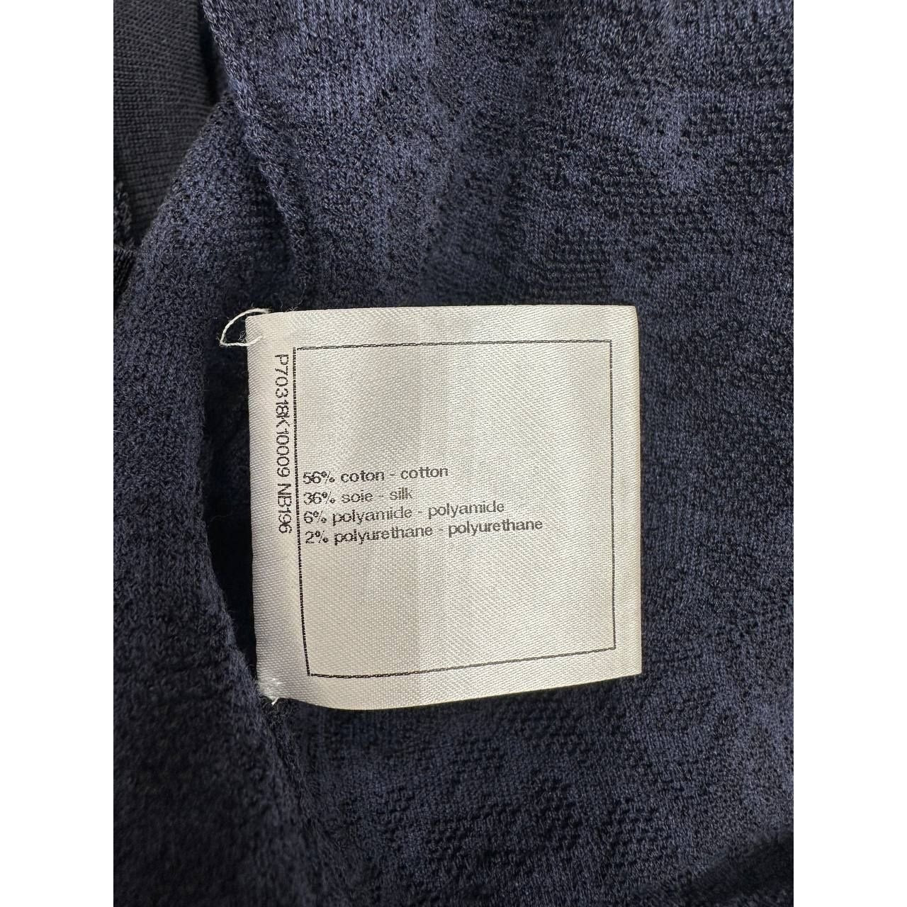 NWT Chanel Navy Wool Blend Cardigan Dress Sz.42 Pre-owned
