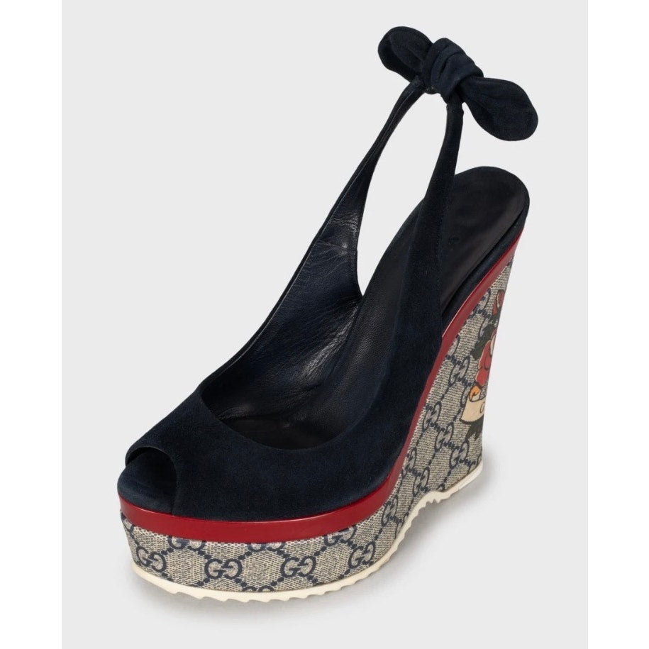 Gucci Blue Suede Wedge Sandals  Size 36 Pre-owned