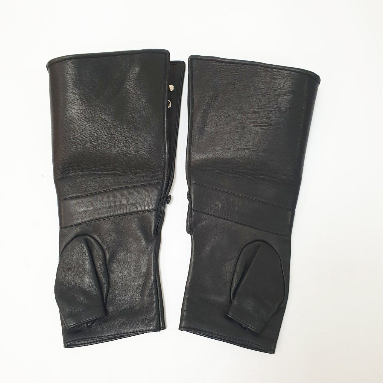 CHANEL Leather Motorcycle Glove Single Right Hand Studded Long Mittens Sz.8