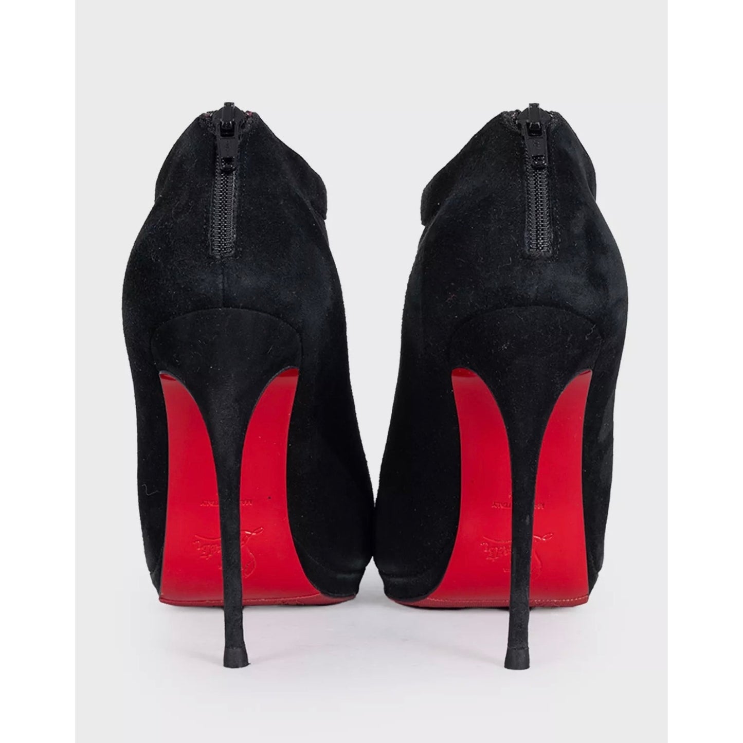 Christian Louboutin Black Suede Open-Toe Booties Sz.37 pre-owned