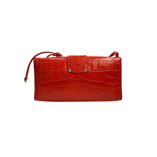 Jimmy Choo River Red Crocodile Embossed Leather Bag Pre-owned