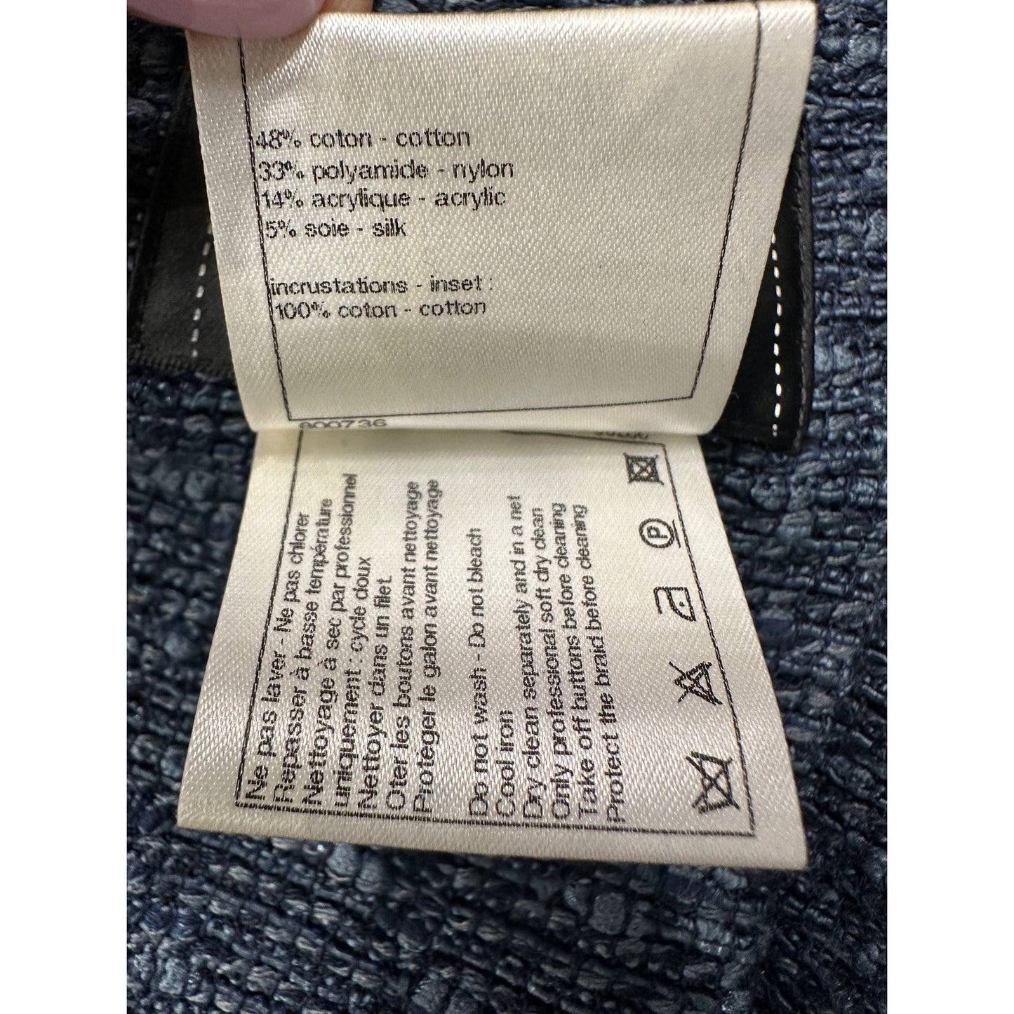 Chanel Spring 2012 Blue Tweed & Denim Belted Jacket FR 38 Pre-owned