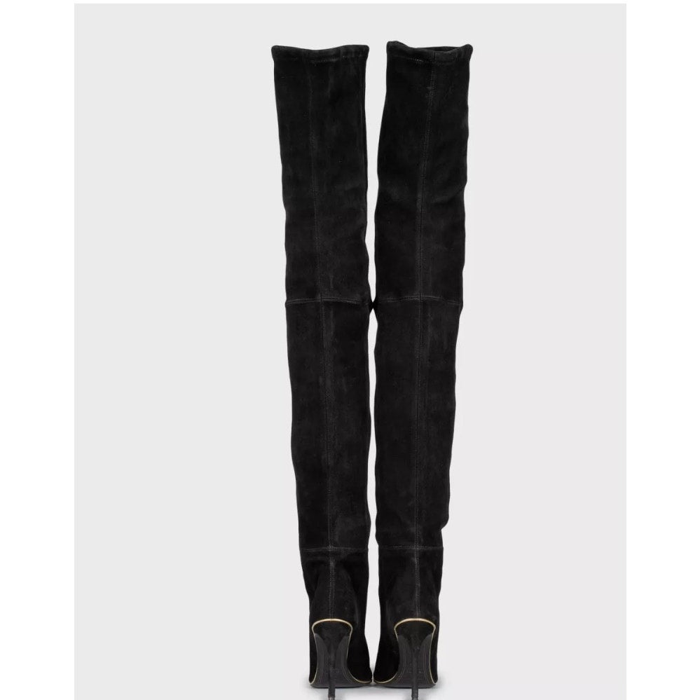 Balmain Blue Suede Over-the-Knee Boots  Sz. 38.5 Pre-owned