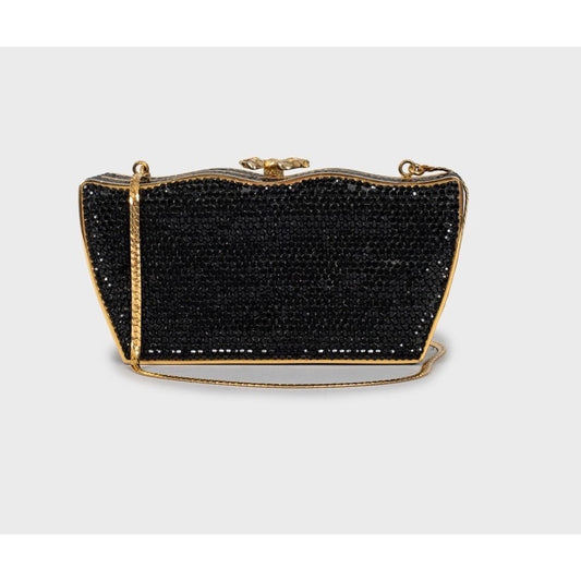 Judith Leiber Black Crystal-Embellished Evening Bag Pre-owned
