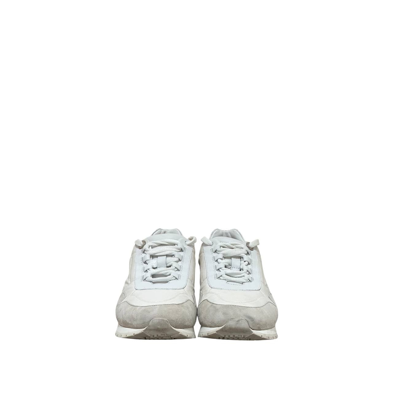 Loro Piana White & Grey Suede Leather Sneakers sz.37.5 Pre-owned