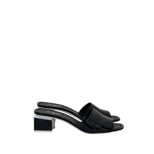 Chanel Black Patent Leather Heeled Mules - Size 41 Pre-owned