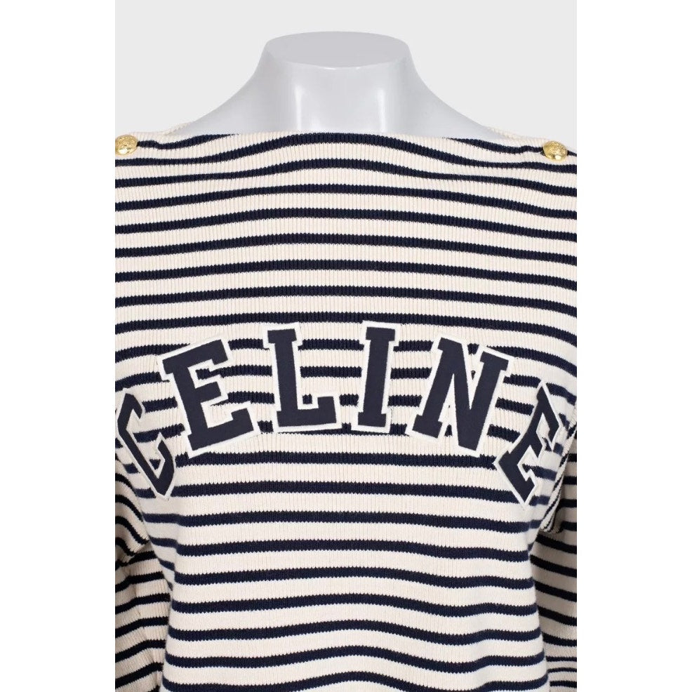 Celine Striped Oversize Knit Jumper Sweater Size M Pre-owned