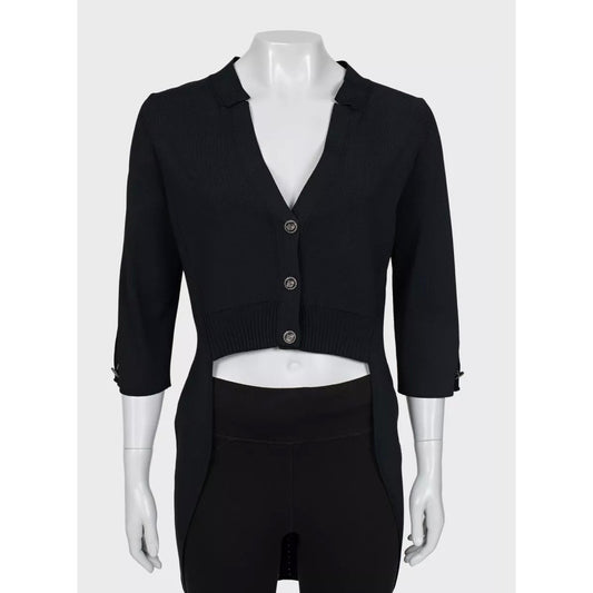 NWOT Chanel Black V-Neck Cardigan | Never Worn Sz.42/XL Pre-owned