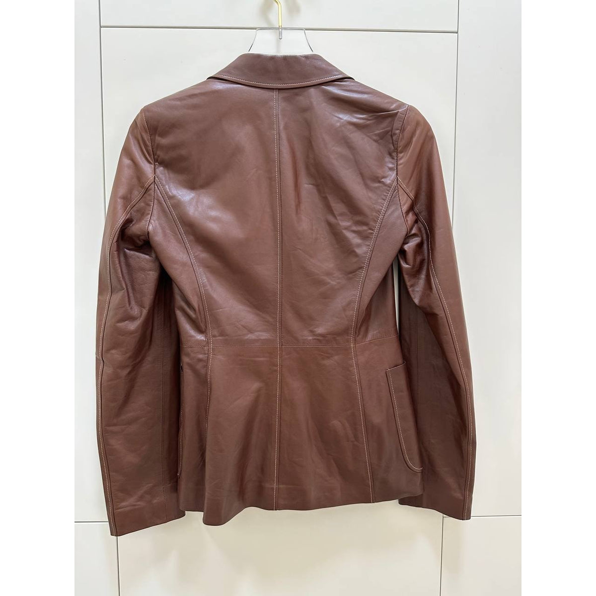 Vintage Gucci Tom Ford Brown Leather Blazer Sz.8 Pre-owned