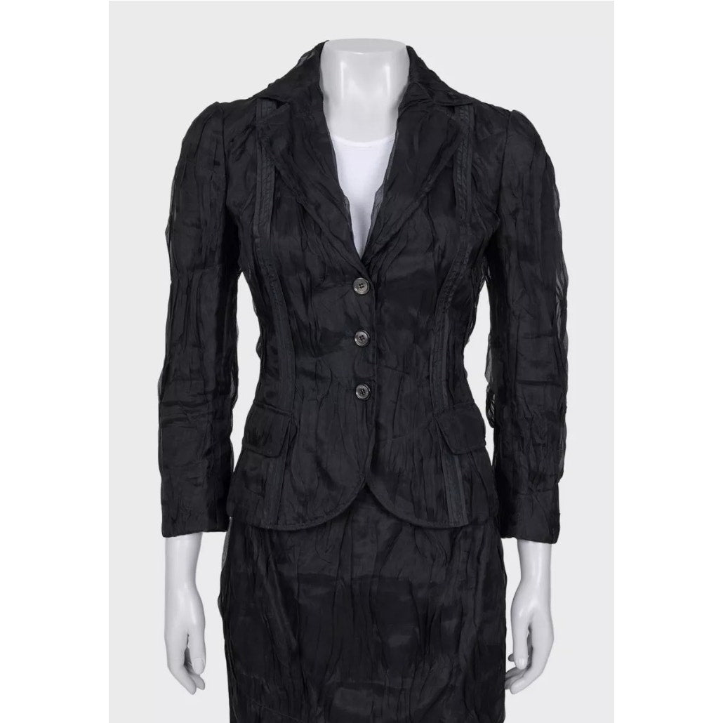 Dolce & Gabbana Black Silk Pleated Suit - IT40/S pre-owned