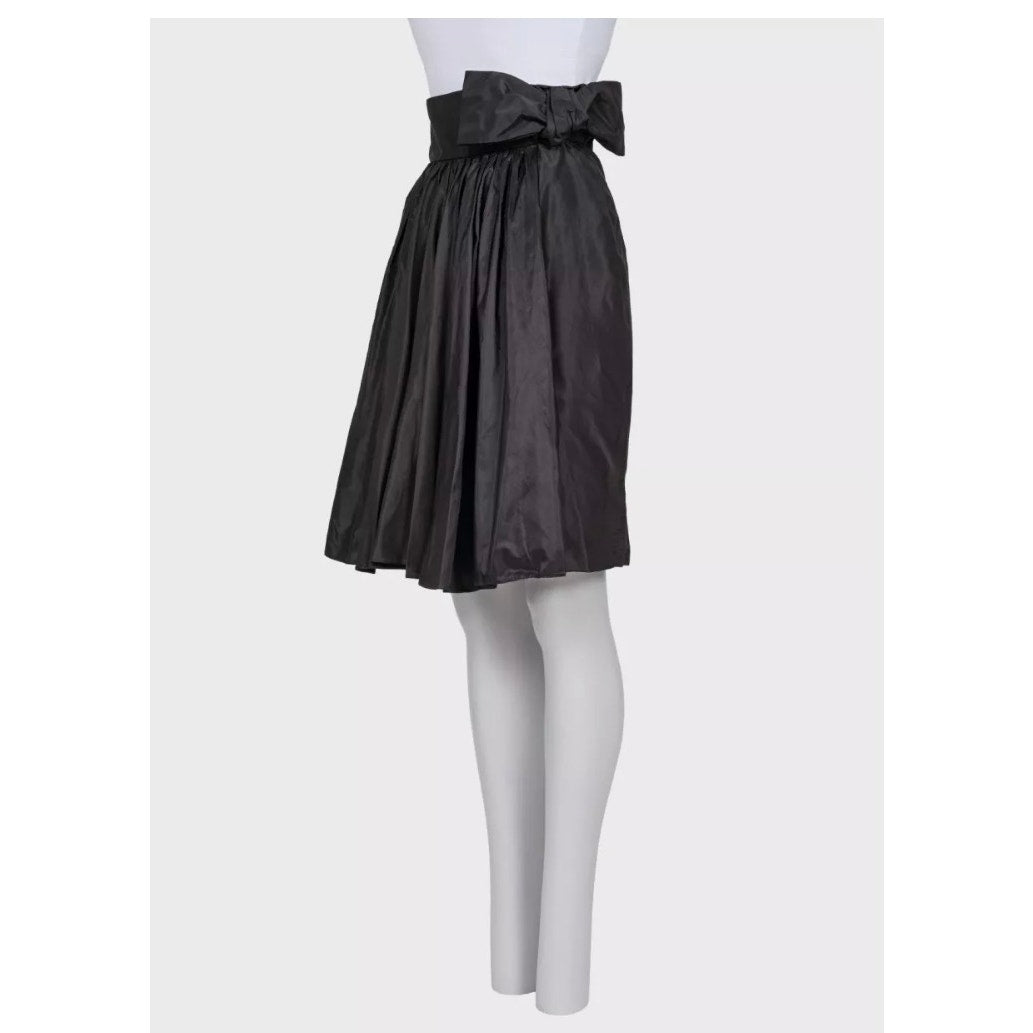 Valentino  Black High-Waist Silk Skirt Bow Detail US6 Pre-owned