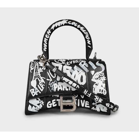 Balenciaga Hourglass Leather Black & White Bag Pre-owned