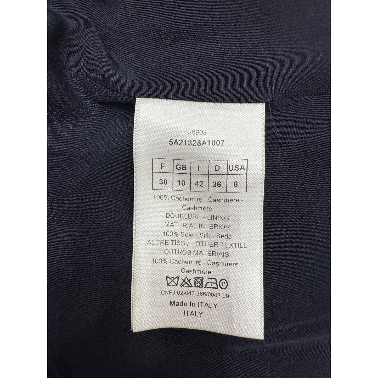 Christian Dior Navy Cashmere Hooded Oversized Coat Sz.38 Pre-owned