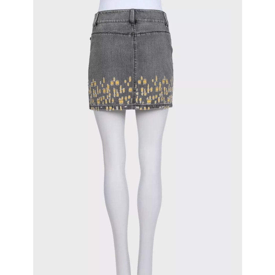 Chanel Distressed Grey Denim Mini Skirt - FR 36 pre-owned
