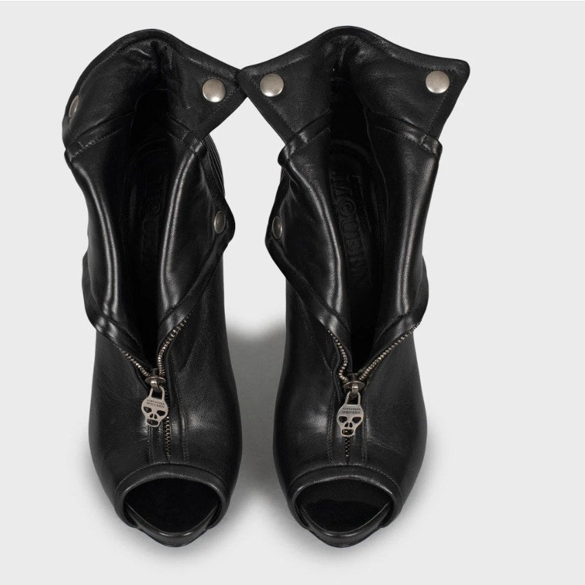 Alexander McQueen Black Leather Ankle Boots - Size 38 Pre-owned