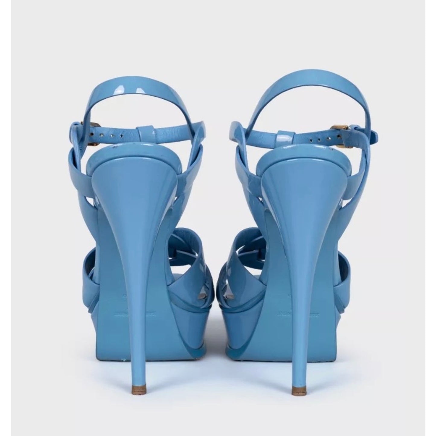 Saint Laurent Tribute Blue Leather Platform Sandals Sz.38