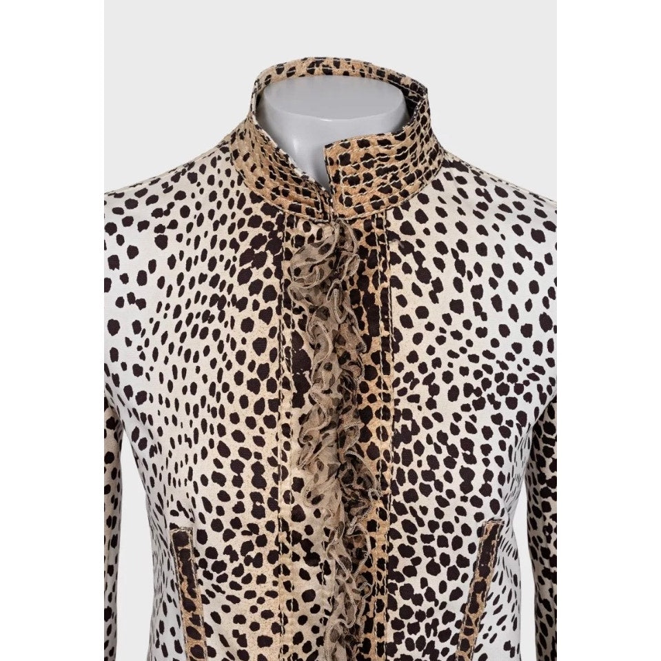 Roberto Cavalli Animal Print Fitted Jacket IT38 XS pre-owned