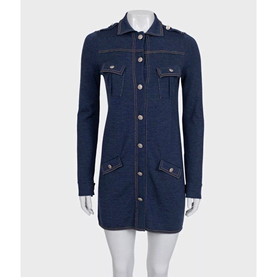 Chanel Blue Wool & Silk Dress Sz. FR36 / S Pre-owned