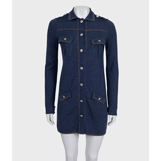 Chanel Blue Wool & Silk Dress Sz. FR36 / S Pre-owned