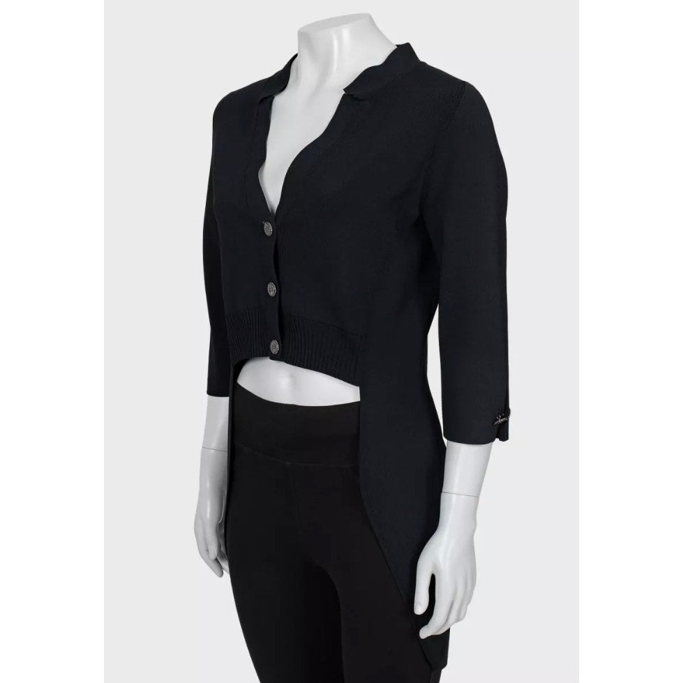 NWOT Chanel Black V-Neck Cardigan | Never Worn Sz.42/XL Pre-owned