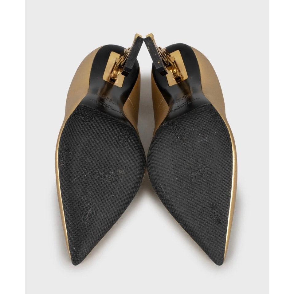 Saint Laurent Opyum Gold Leather Heels - Size 36.5 Pre-owned