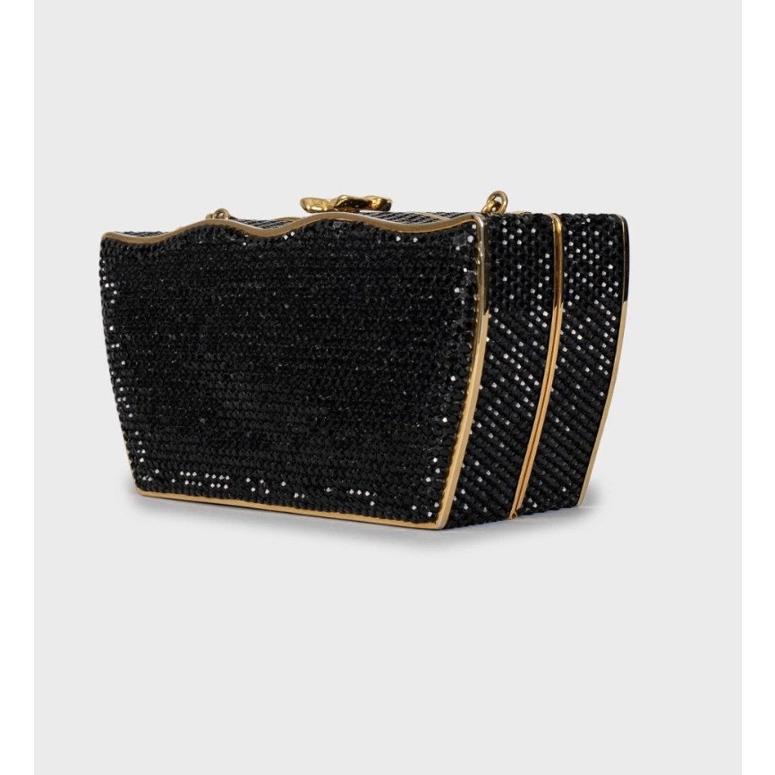 Judith Leiber Black Crystal-Embellished Evening Bag Pre-owned