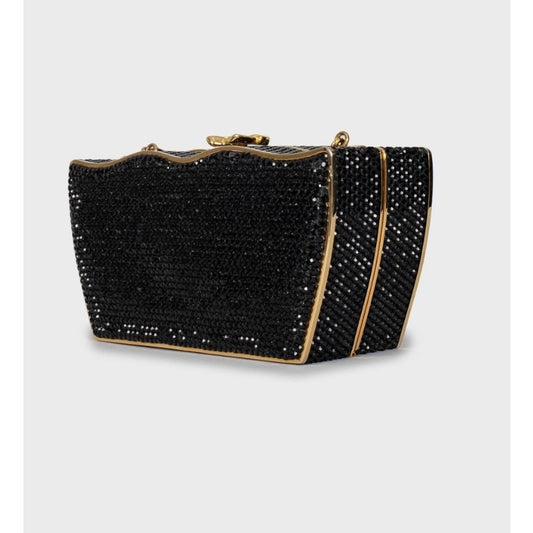 Judith Leiber Black Crystal-Embellished Evening Bag Pre-owned