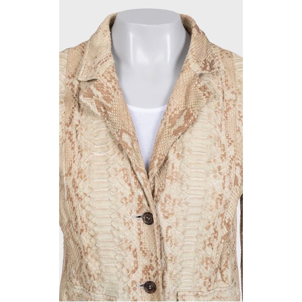 Prada Beige Lambskin Leather Fitted Jacket L