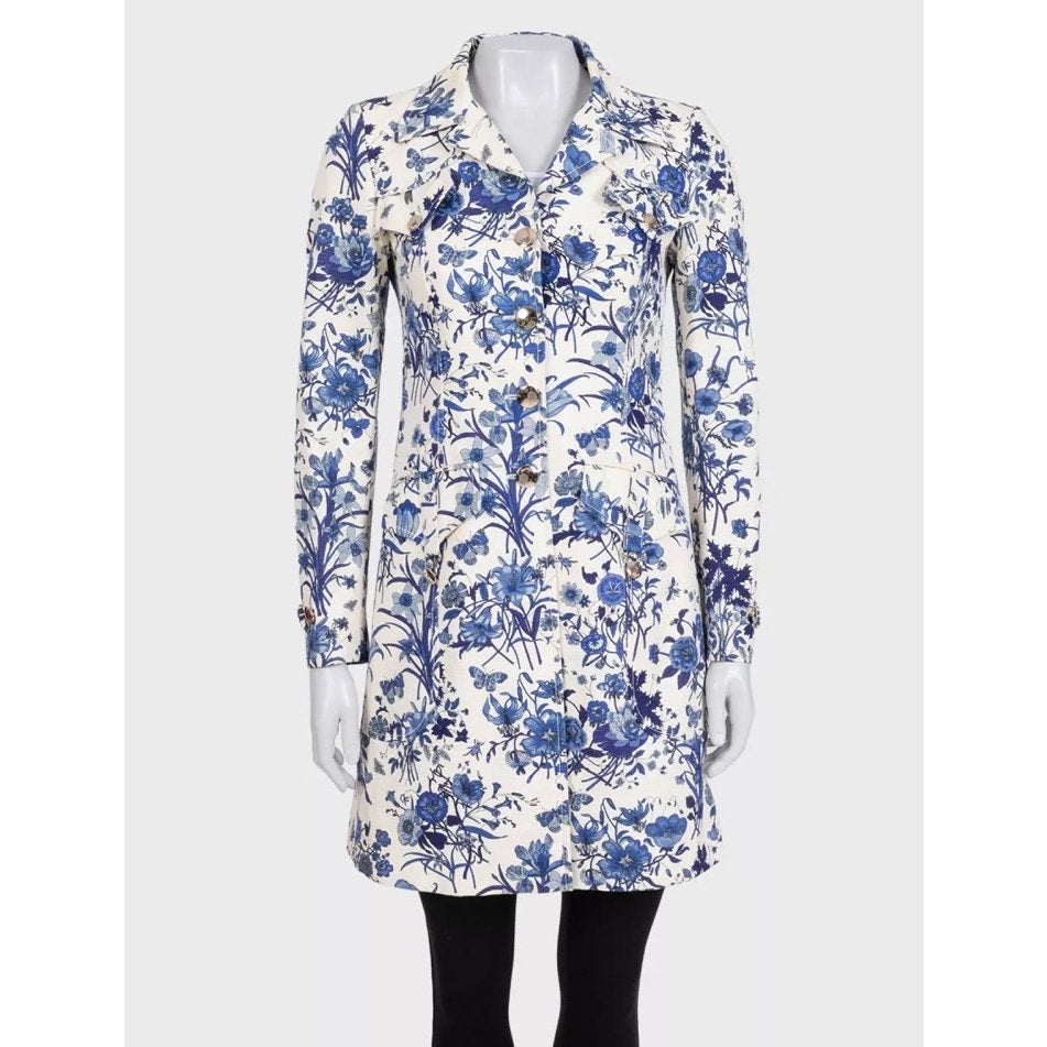 Gucci Resort 2007 White Floral Print Cotton Coat IT 38 Pre-owned