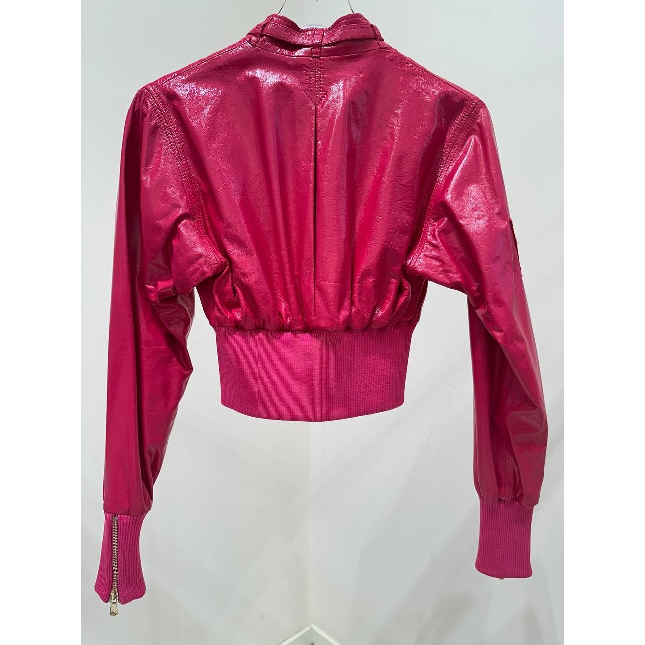 Dolce & Gabbana Fuchsia Cropped Leather Bomber Sz.40 Pre-owned
