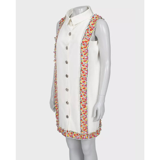 Chanel 2016 White Floral Ruffle Jacket Dress - FR40 Pre-owned
