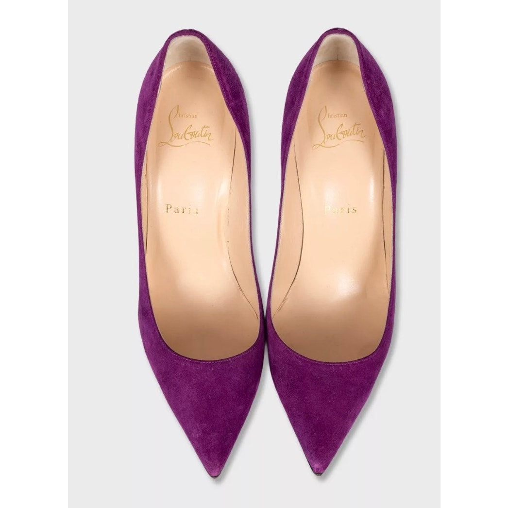 Christian Louboutin Purple Suede Pointed Toe Pumps sz.37.5 Pre-owned