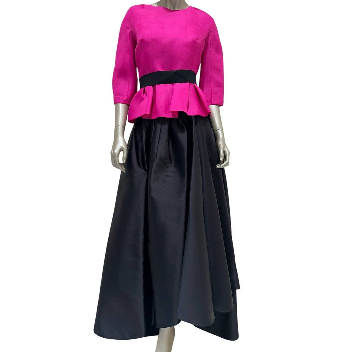 Christian Dior Fuchsia Silk Top & Black Skirt Set Sz.38 Pre-owned