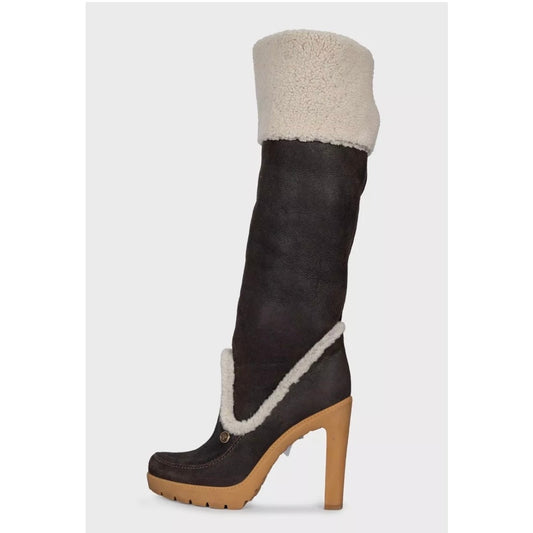 Dior Polaire Chocolate Suede Shearling Boots - Size 40 pre-owned