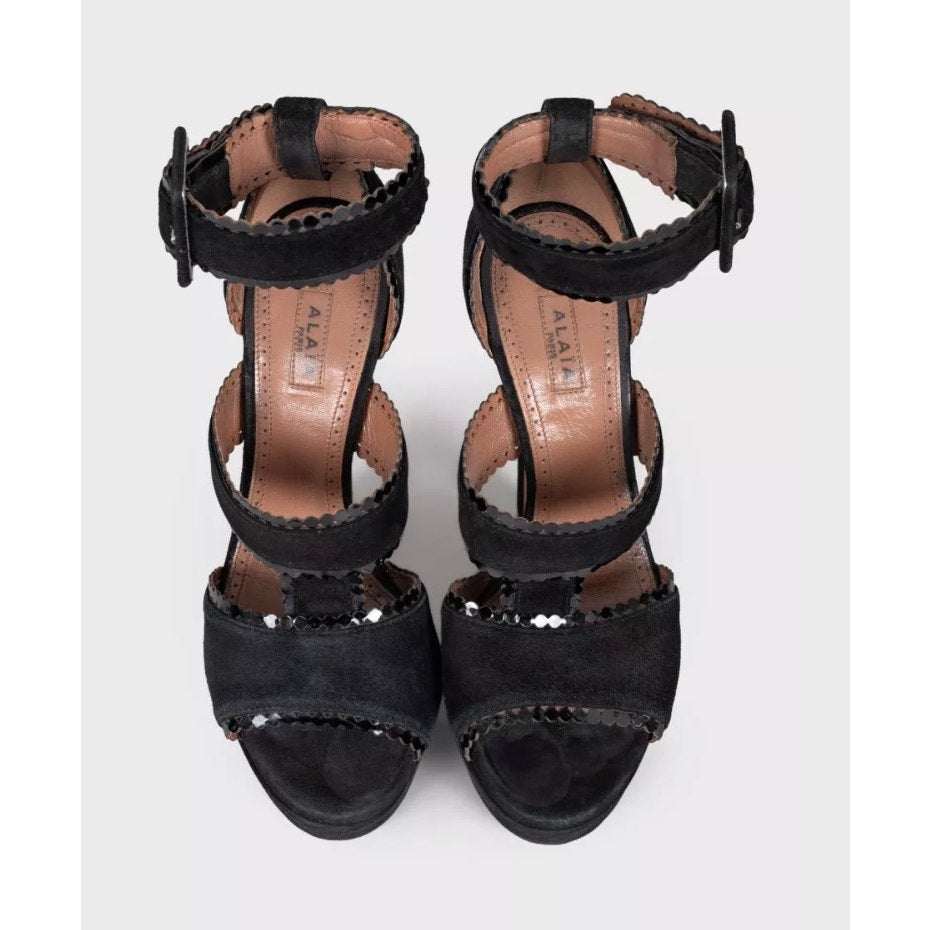 Alaïa Black Suede High-Heel Sandals Size 37.5 Pre-owned