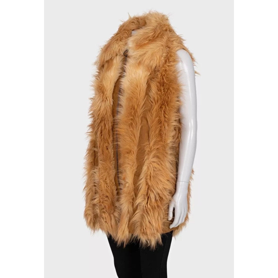 NWT Stella McCartney Orange Faux Fur Vest Size S  Pre-owned