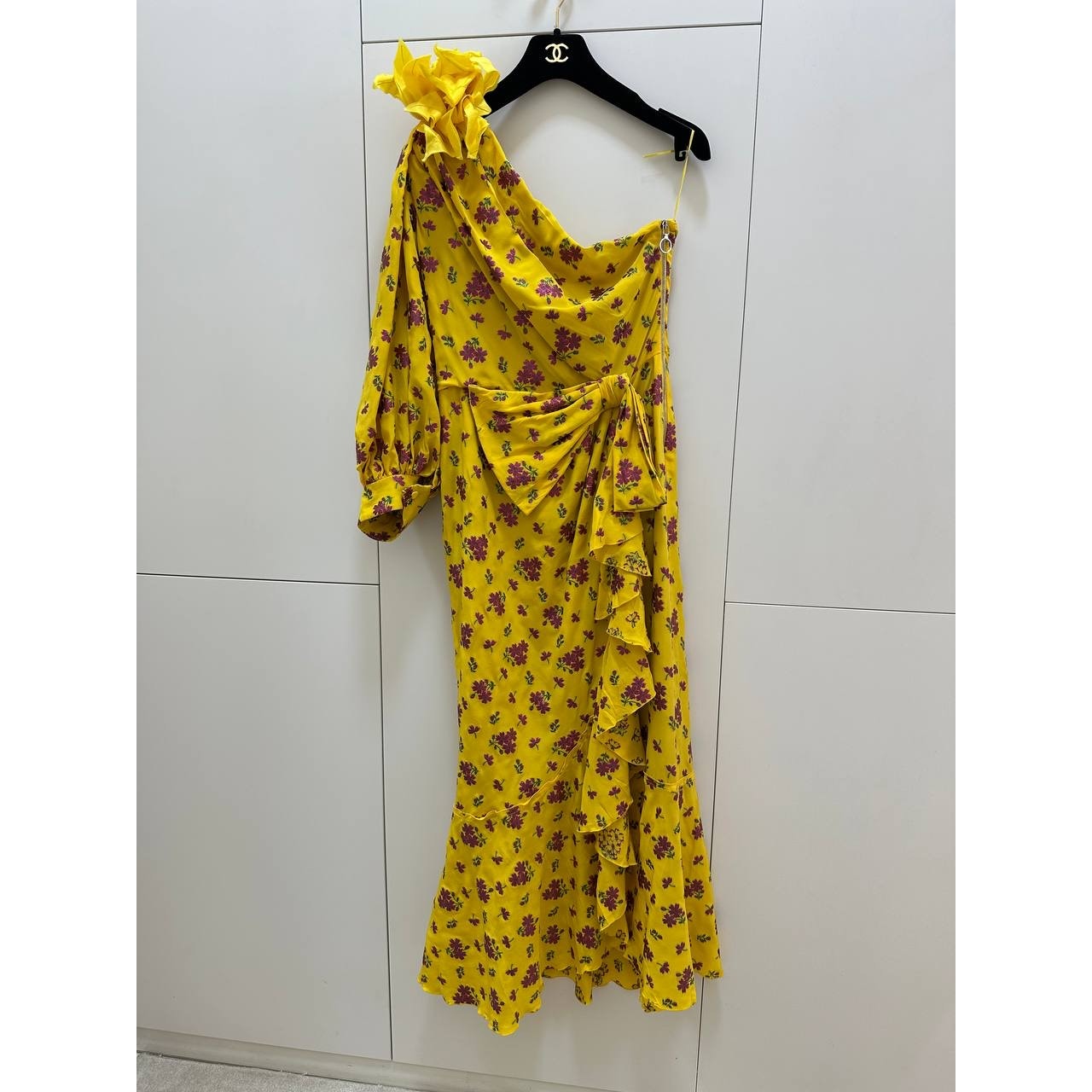 Gucci SS2008 Yellow Floral One-Shoulder Dress Sz.42 Pre-owned