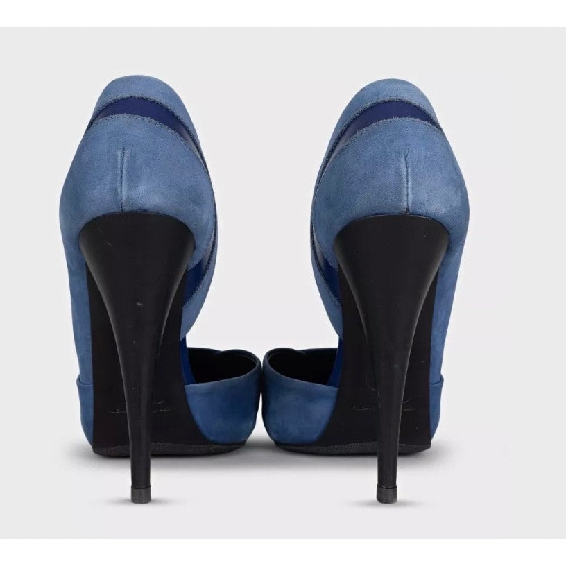 Alexander McQueen Blue Suede & Leather Stiletto Pumps EU 39 Pre-owned