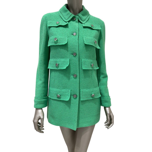 Chanel Cruise 2020 Look 16 Green Bouclé Jacket Size FR 40 Pre-owned