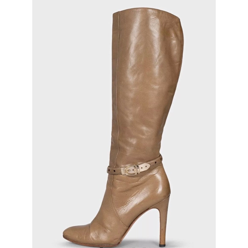 Gucci Green Leather Heeled Boots, Size 37 EU Pre-owned