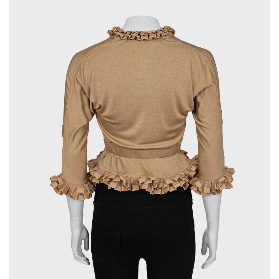Yves Saint Laurent Vintage Beige 3/4 Sleeve Blouse Sz.S Pre-owned