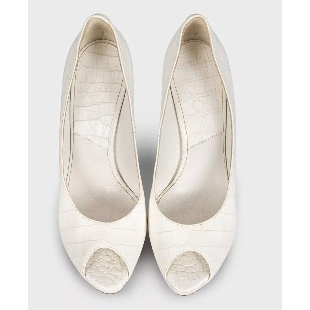 Christian Dior White Embossed Leather Stiletto Heels Sz.38.5 Pre-owned