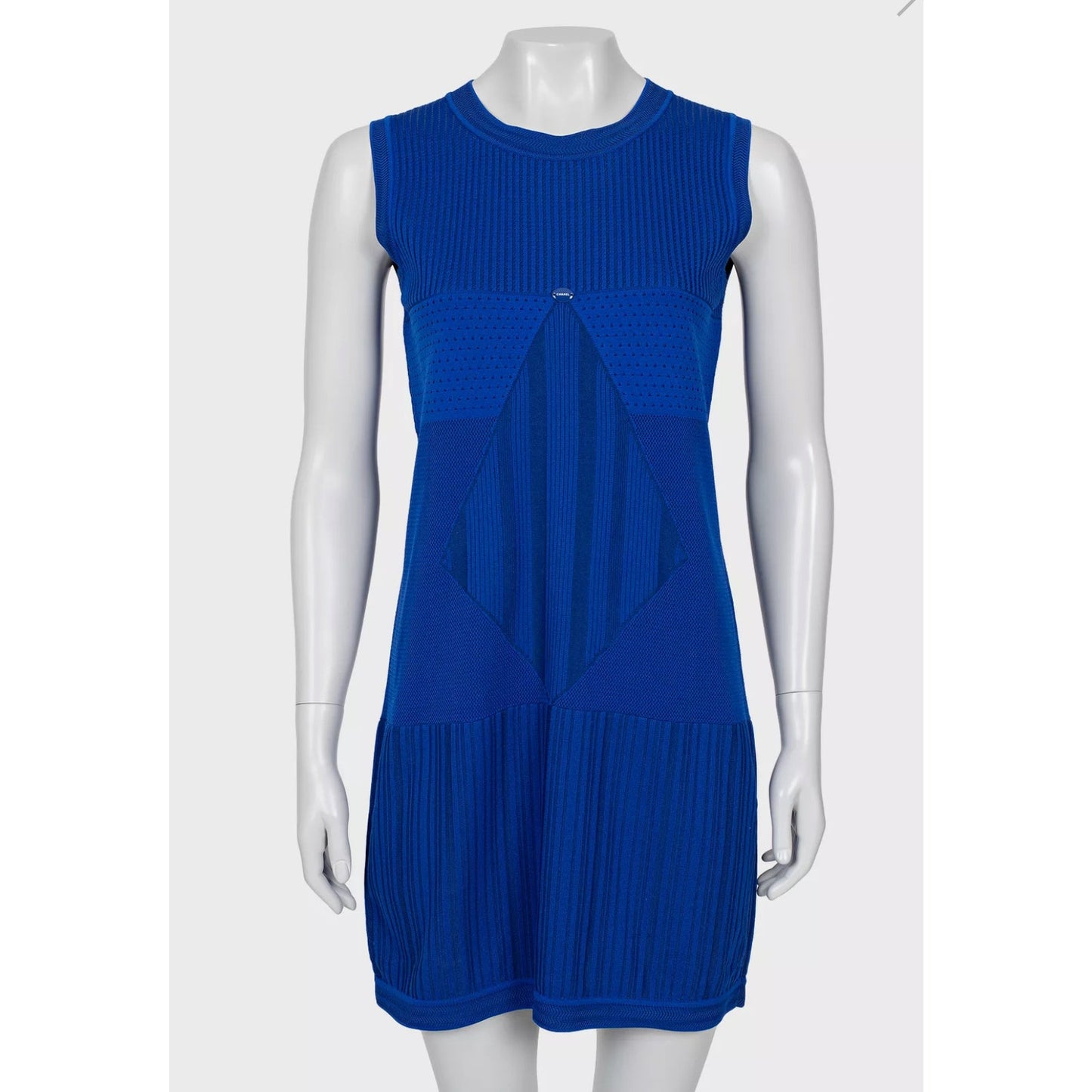 Chanel Blue Textured Straight-Cut Dress Sz.38 pre-owned