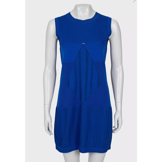 Chanel Blue Textured Straight-Cut Dress Sz.38 pre-owned
