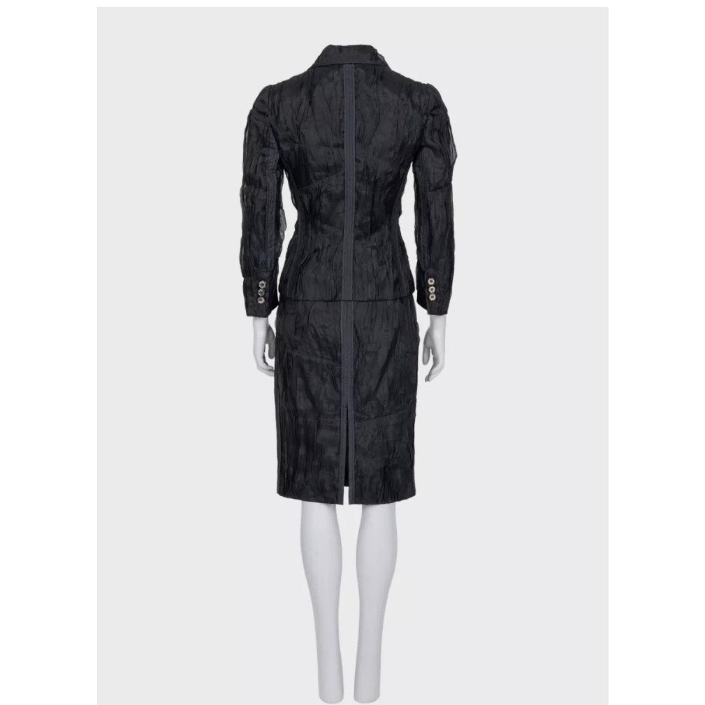 Dolce & Gabbana Black Silk Pleated Suit - IT40/S pre-owned