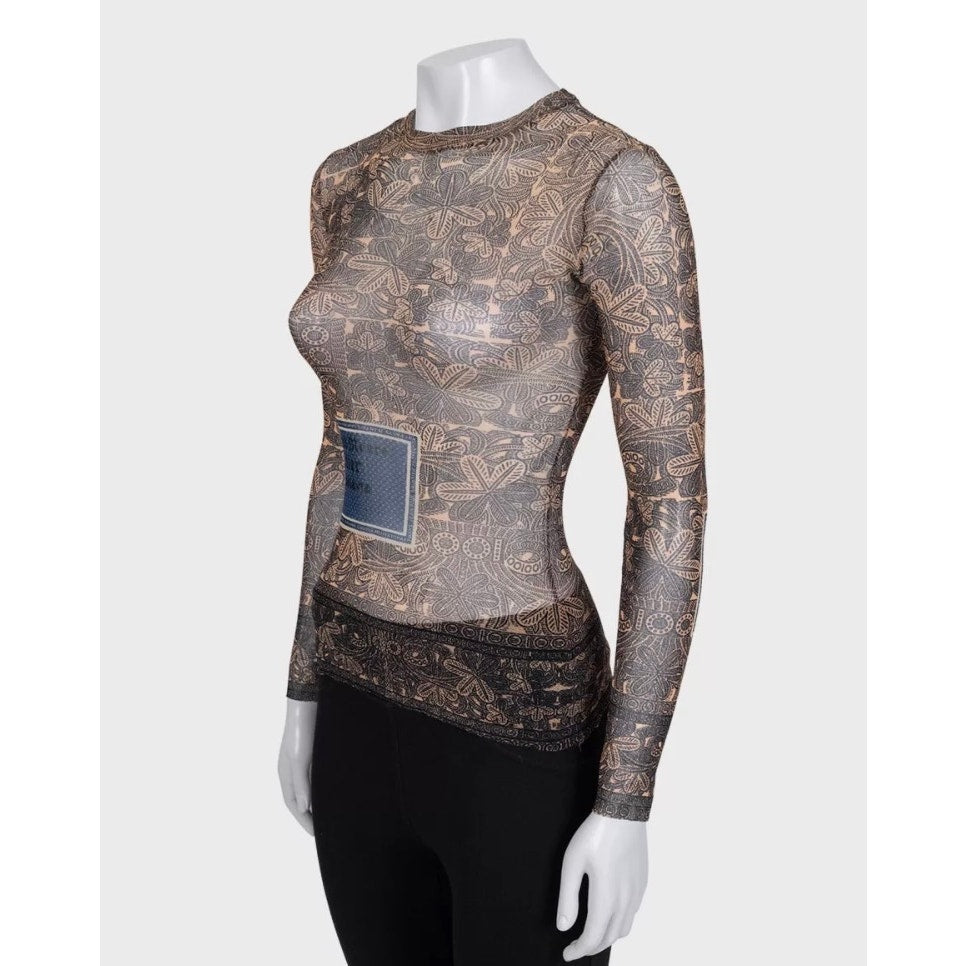 NWOR Jean Paul Gaultier Vintage Printed Long Sleeve Top XXS Pre-owned