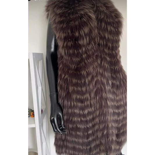 Christian Dior Sleeveless Fox Fur Coat Size 38 - Excellent pre-owned