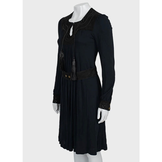 Gucci Blue Fitted Dress with Faux Leather Belt M pre-owned
