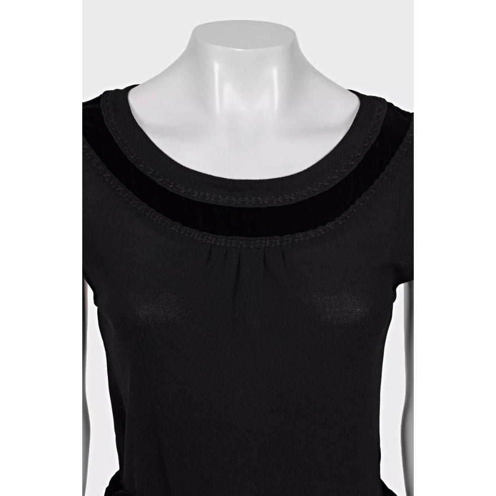 Saint Laurent Black Velvet Trim Dress - Size Large (L) pre-owned