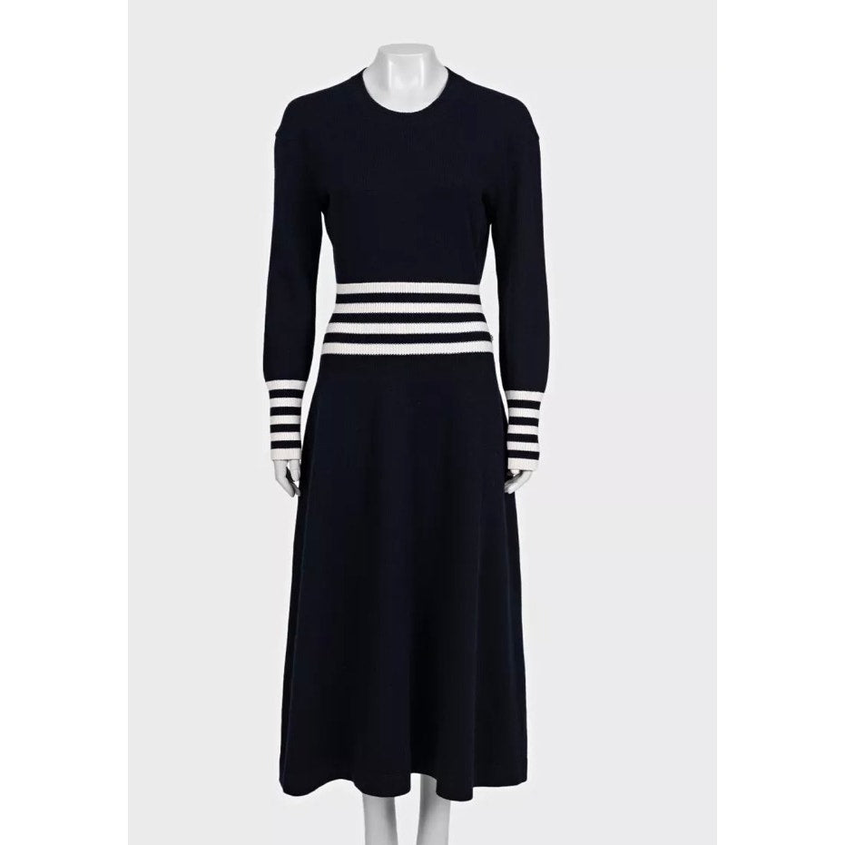 CHANEL Fall 2016 Cashmere Knit Striped Maxi Dress Sz.48/4XL Pre-owned